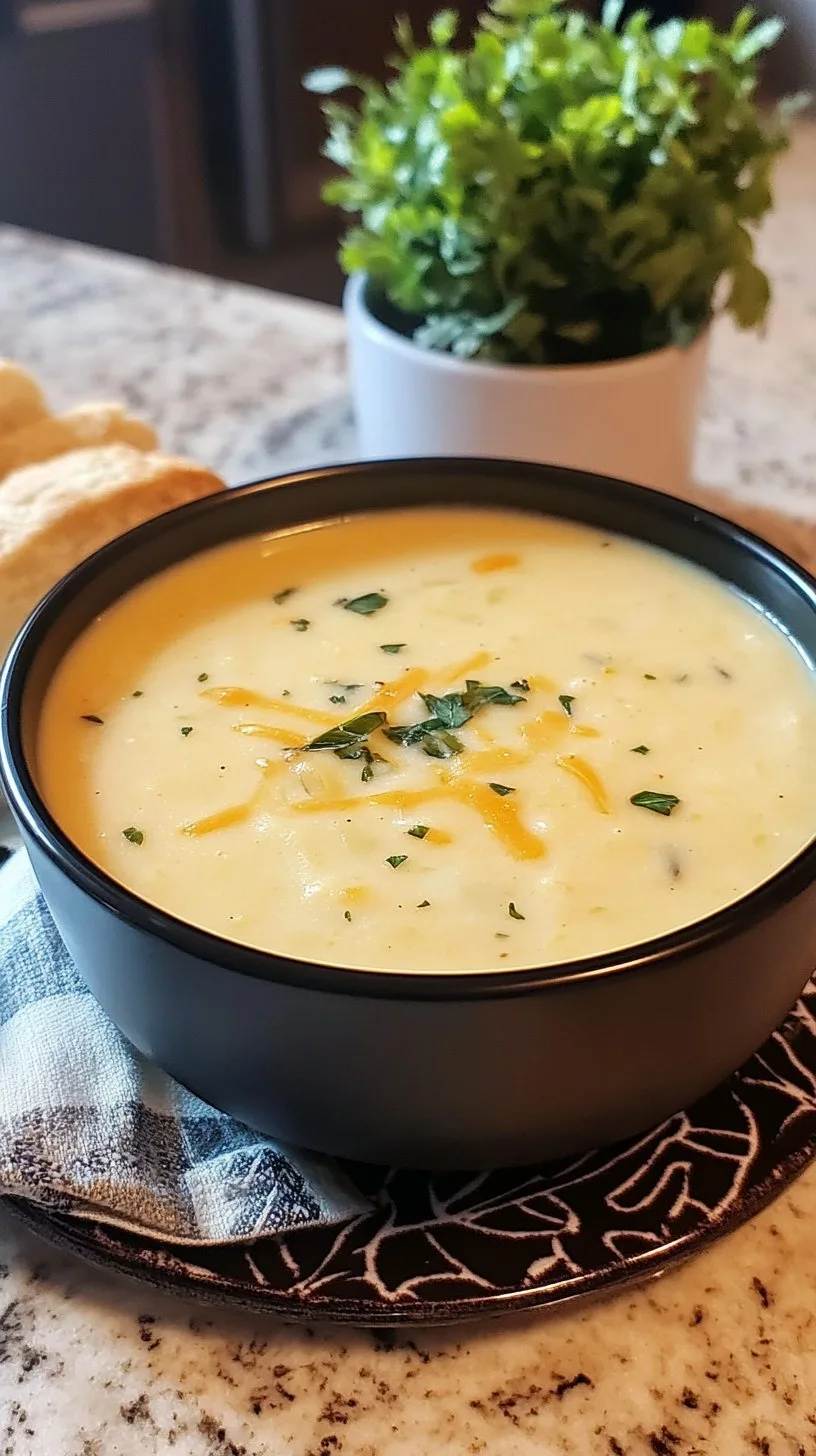 Creamy Cheddar Cauliflower & Roasted Garlic Soup Recipe