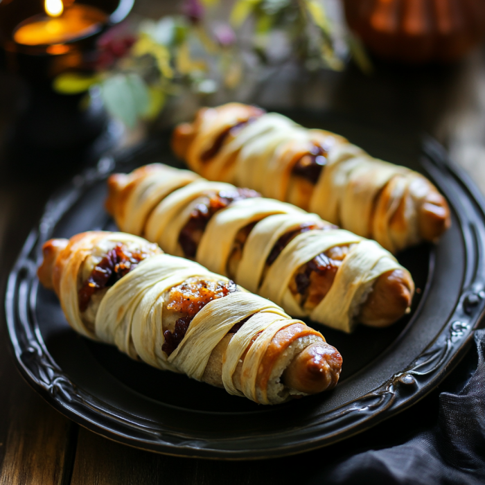 Spooky Mummy Dogs with Bloody Sauce Recipe