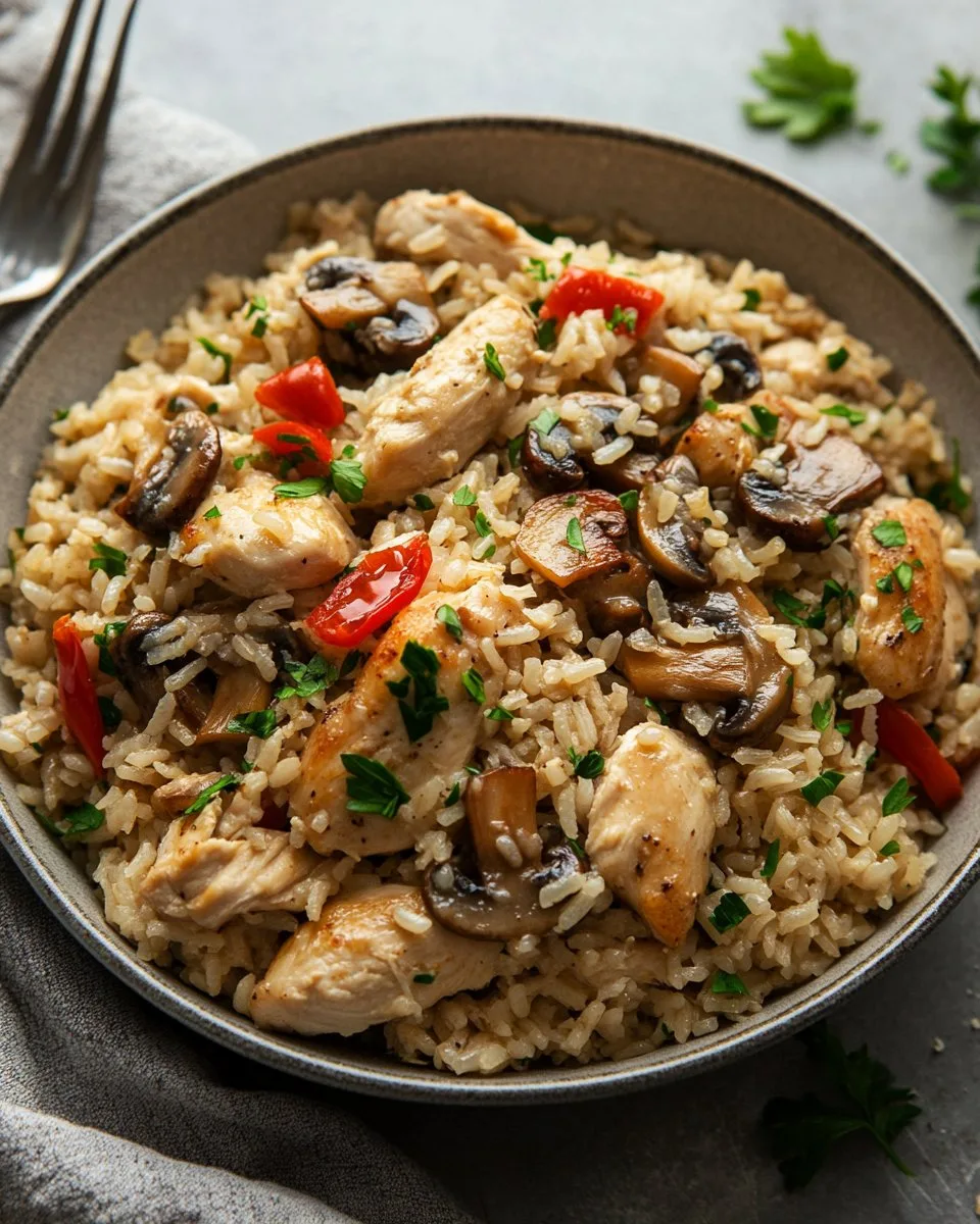 Quick Skillet Chicken and Mushroom Rice Recipe