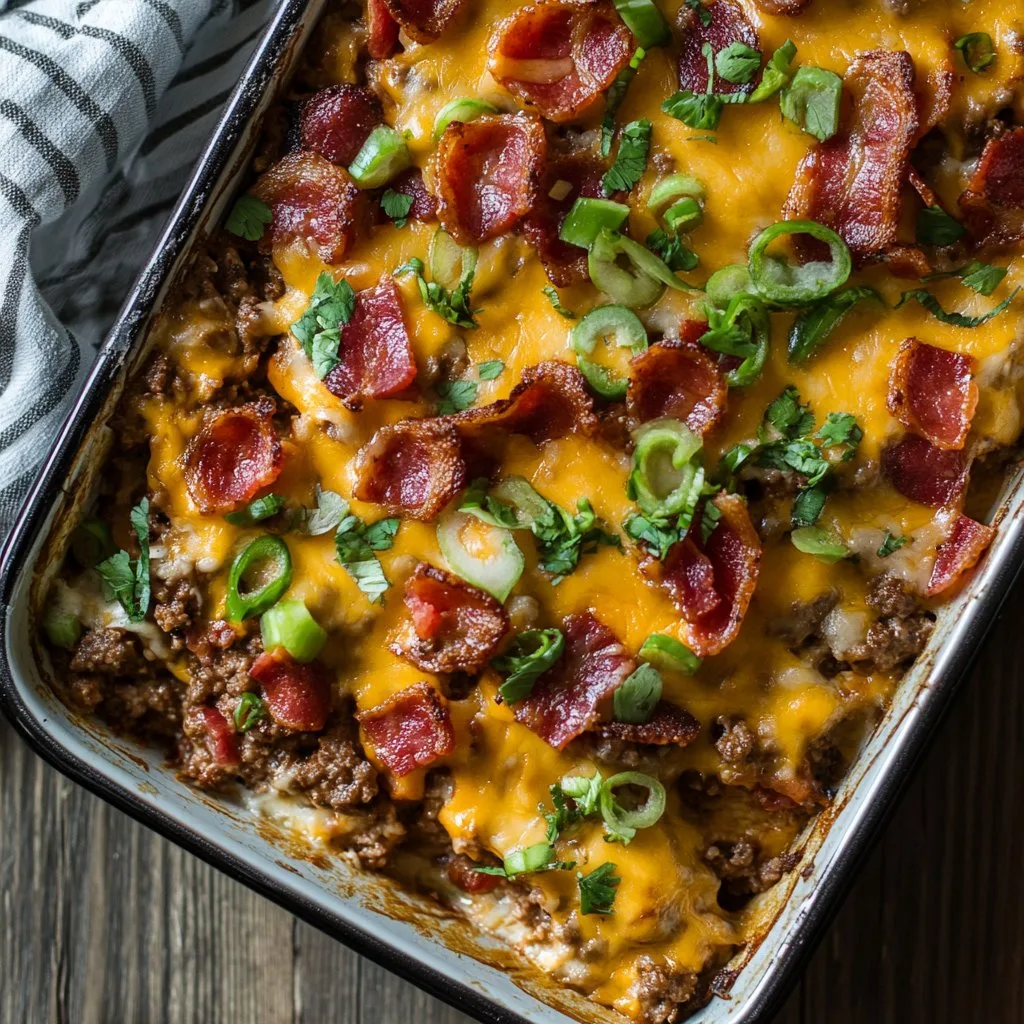 Low Carb Bacon Cheeseburger Casserole Recipe