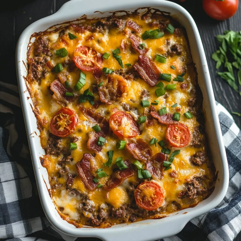 Low Carb Bacon Cheeseburger Casserole Recipe