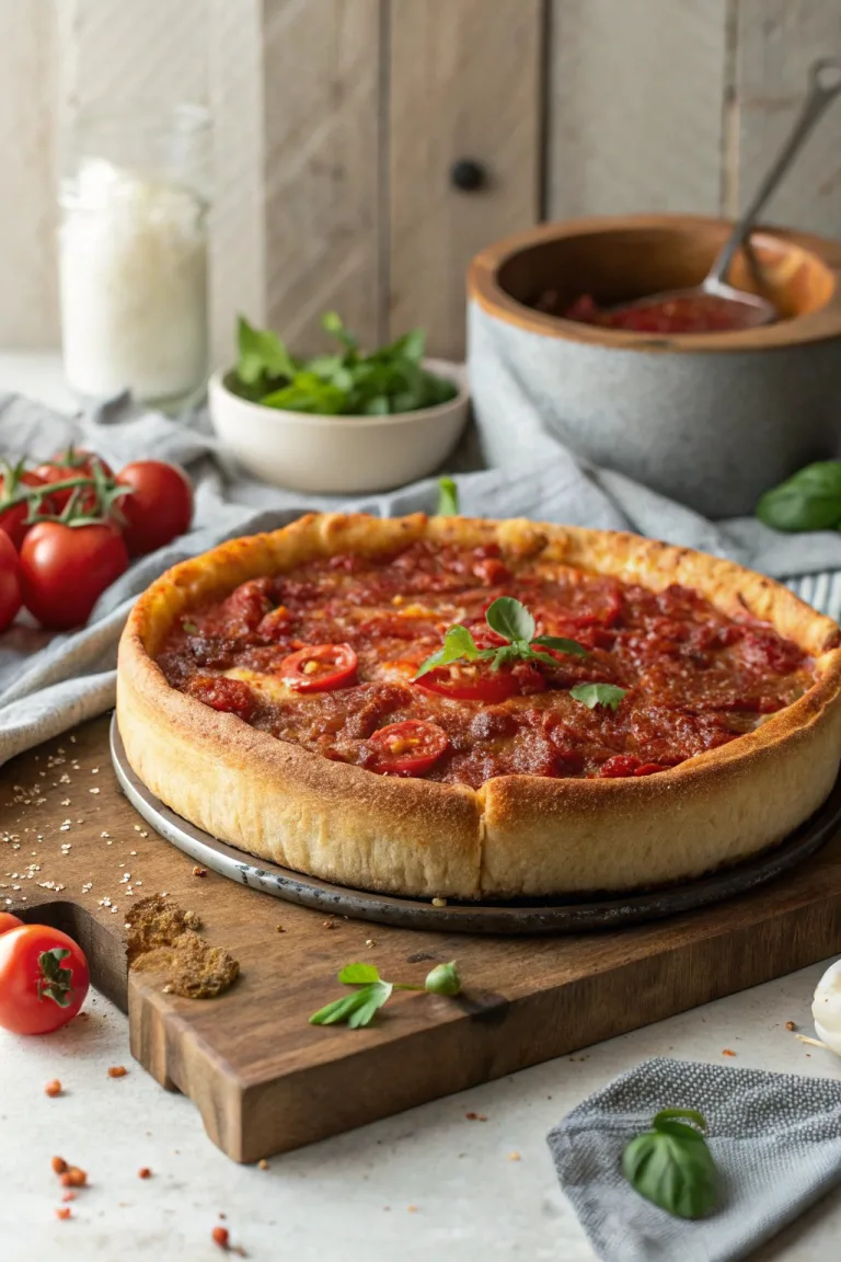 Homemade Chicago Style Deep Dish Pizza Recipe