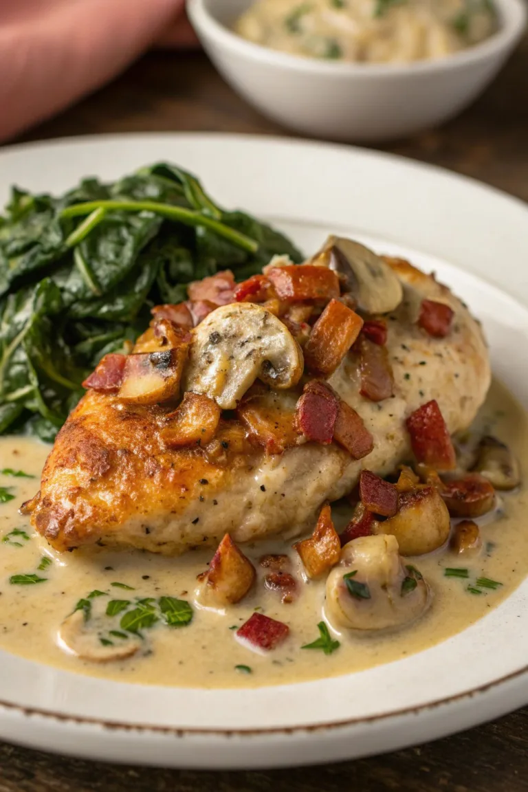 Smothered Chicken with Creamed Spinach – Recipe Delight