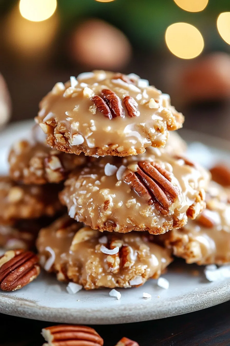 No-Bake Coconut Pecan Praline Cookies Recipe