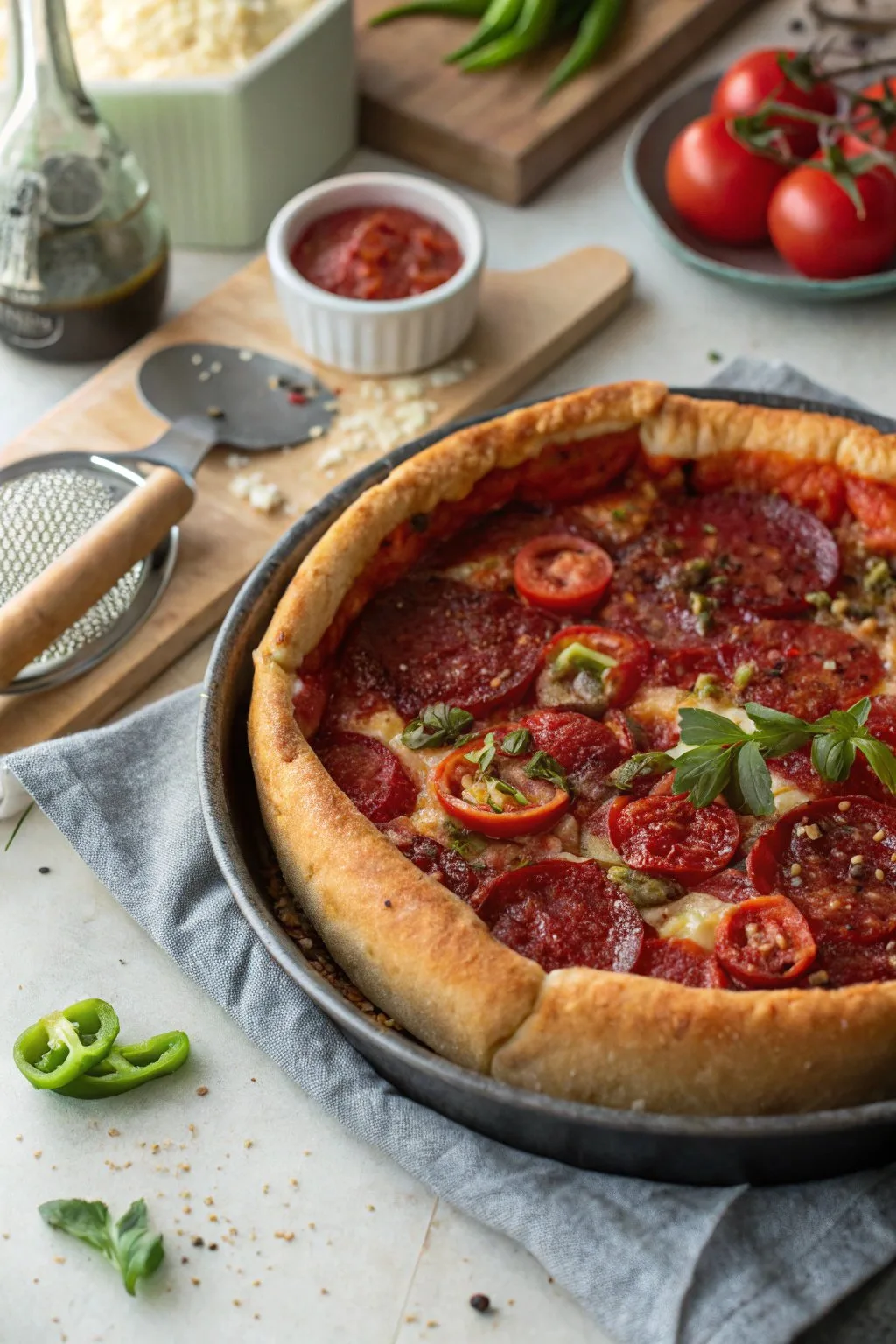 Homemade Chicago Style Deep Dish Pizza Recipe