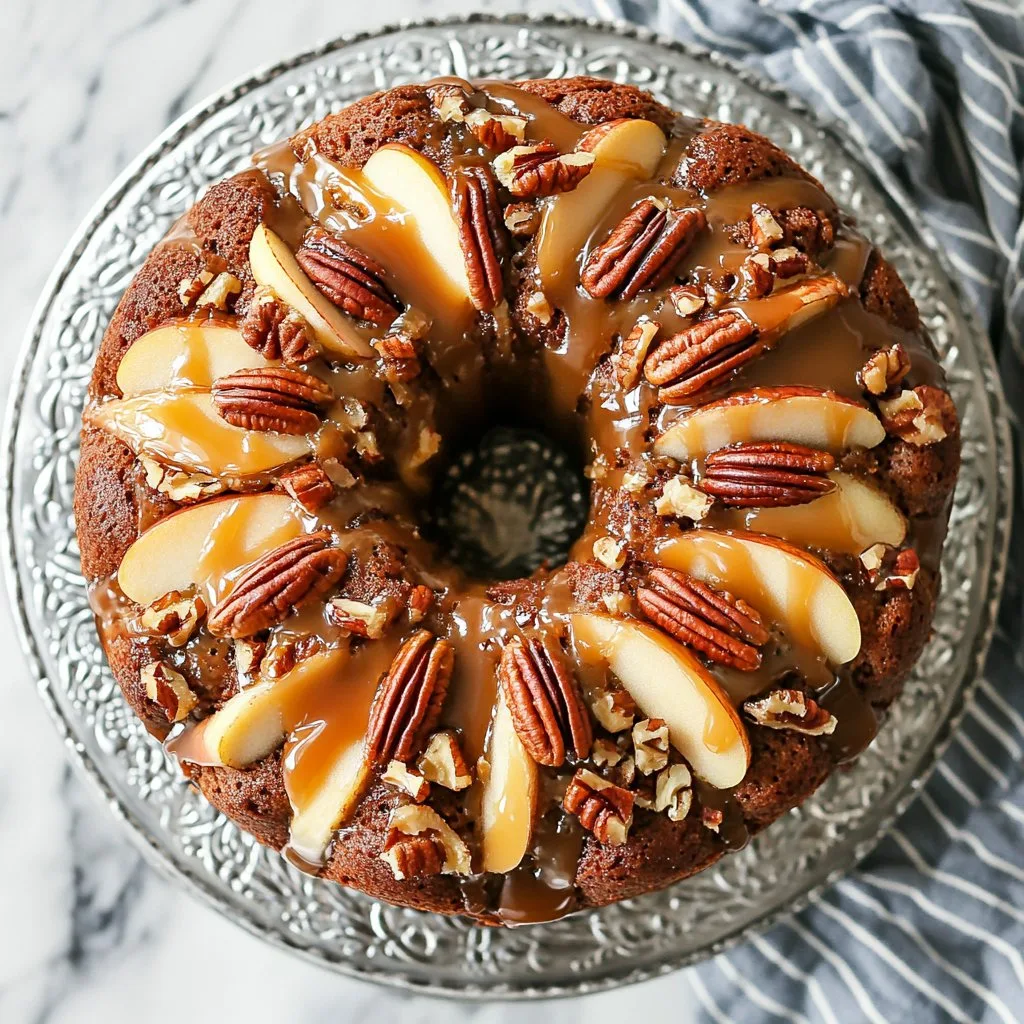 Apple Pecan Cake with Caramel Glaze Recipe