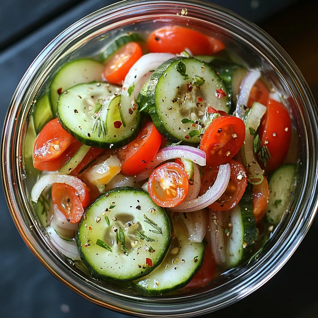 Marinated Cucumbers Onions and Tomatoes Recipe