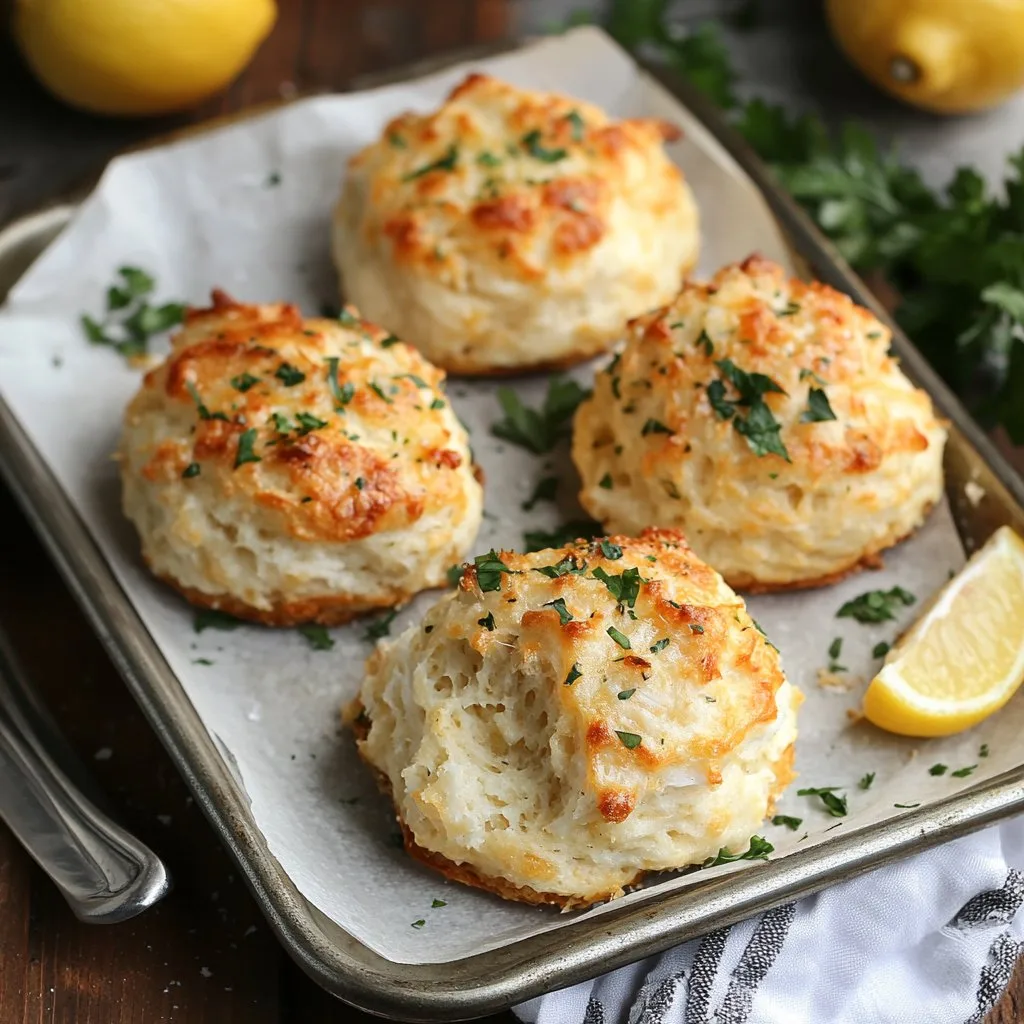 Crab Stuffed Cheddar Bay Biscuits with Lemon Butter