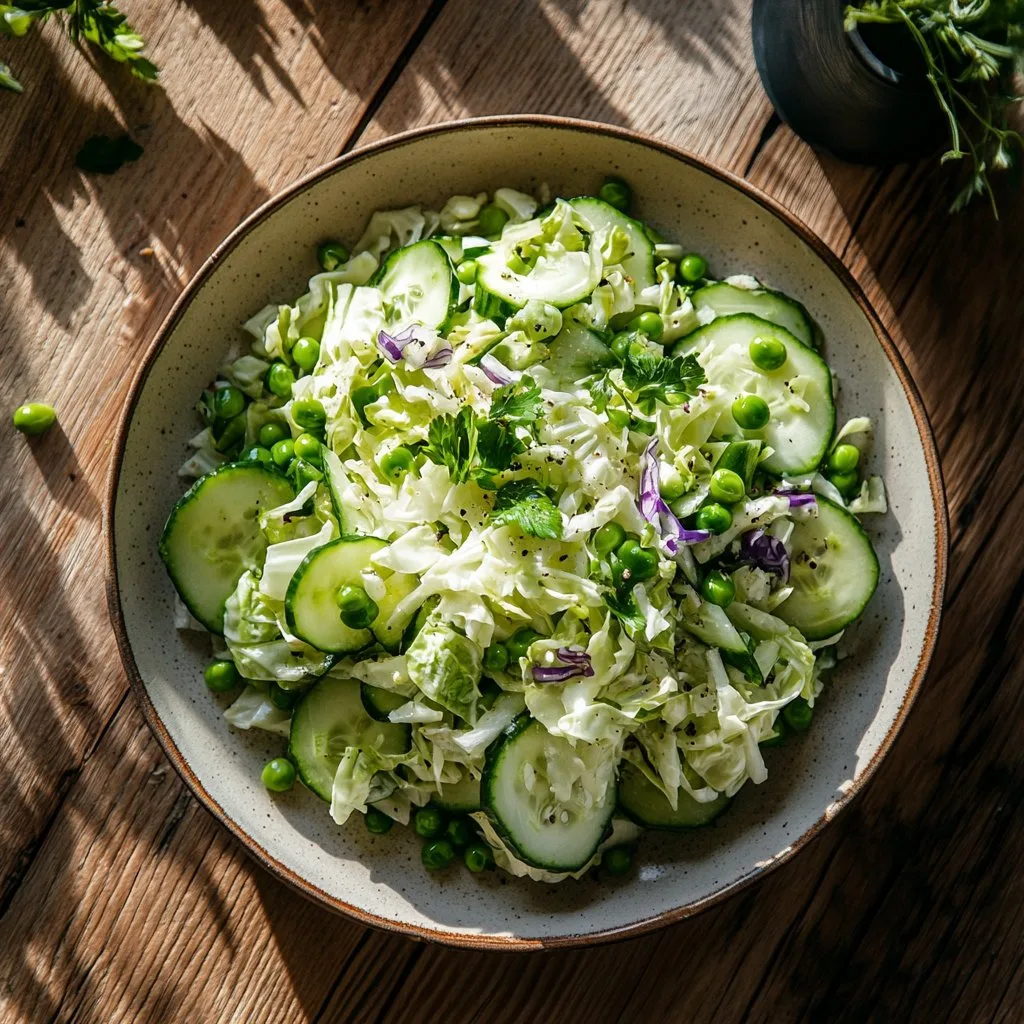 Cabbage Cucumber and Pea Salad Recipe