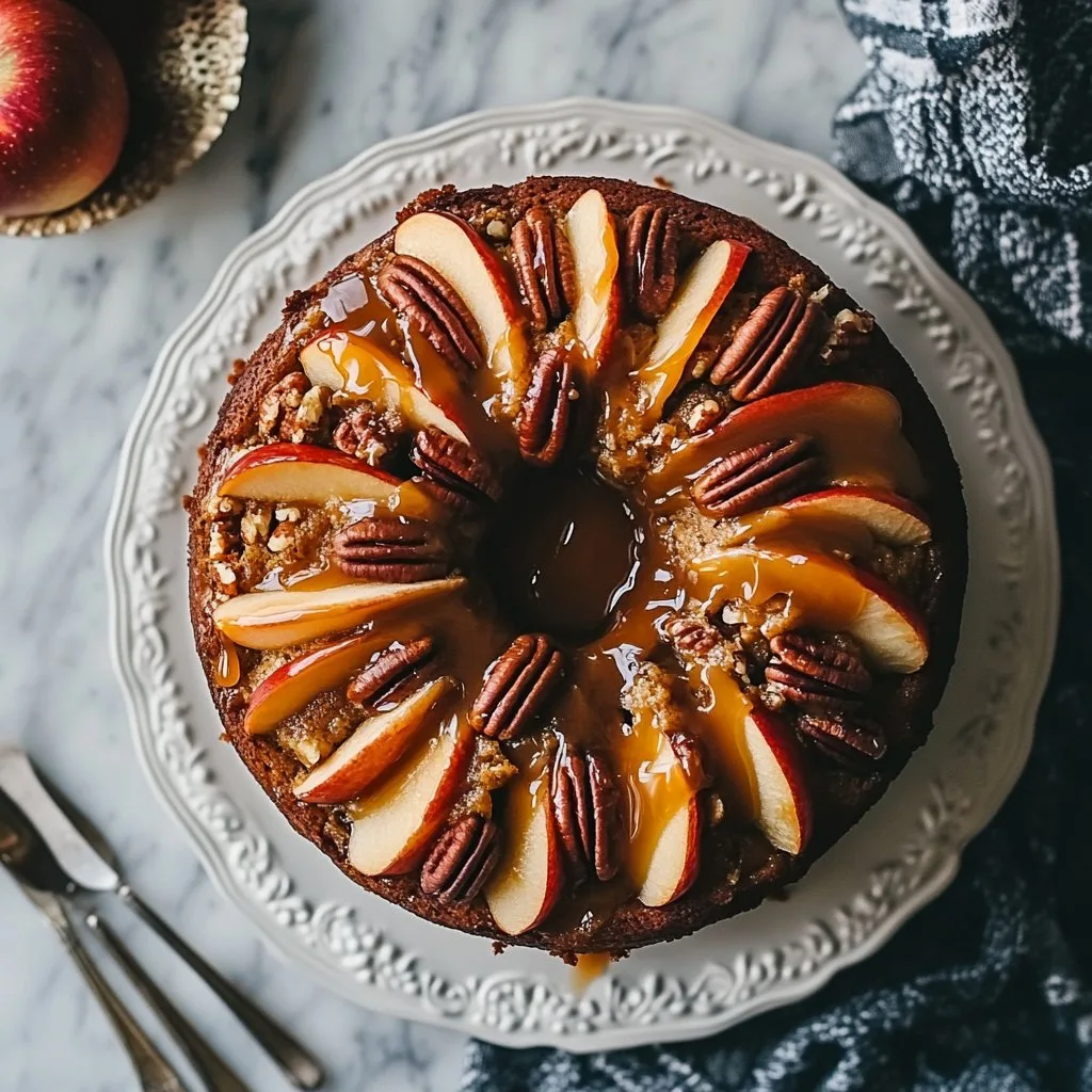 Apple Pecan Cake with Caramel Glaze Recipe