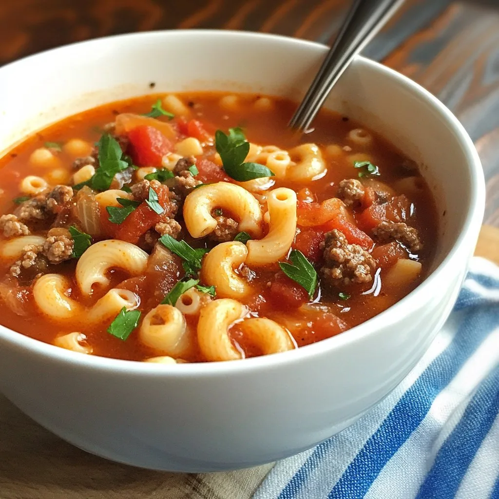 Tomato and Beef Macaroni Soup Recipe Delight