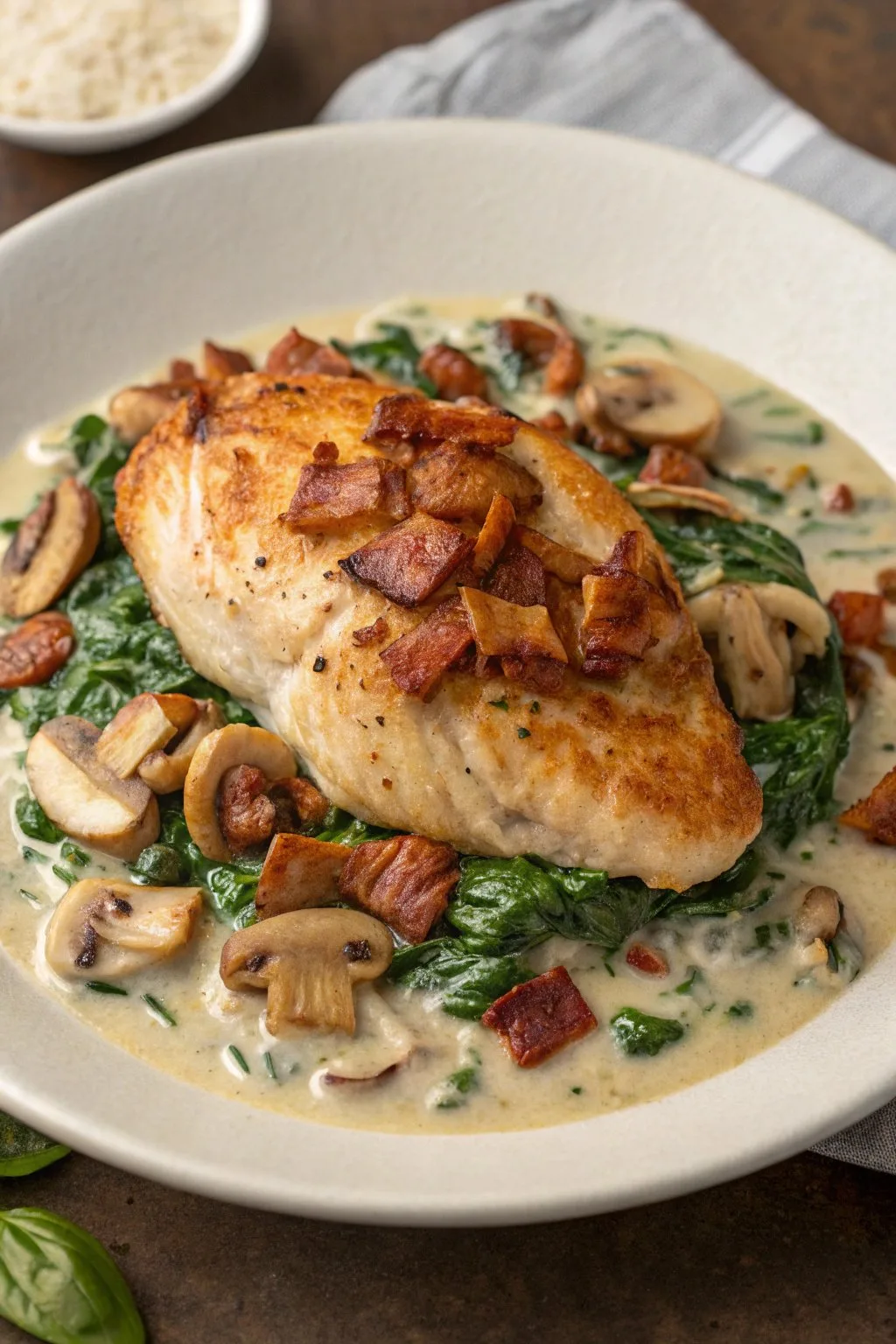 Smothered Chicken with Creamed Spinach - Recipe Delight