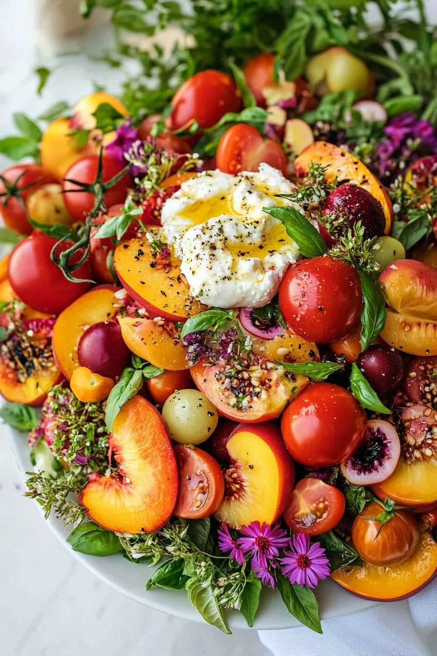 Tomato Peach Burrata Salad Recipe: Fresh & Delicious