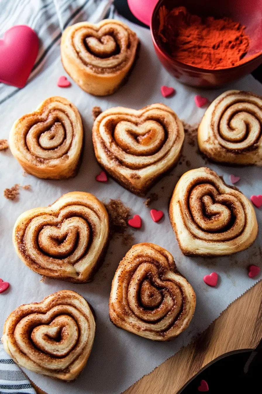 Valentine Heart Shaped Cinnamon Rolls Recipe