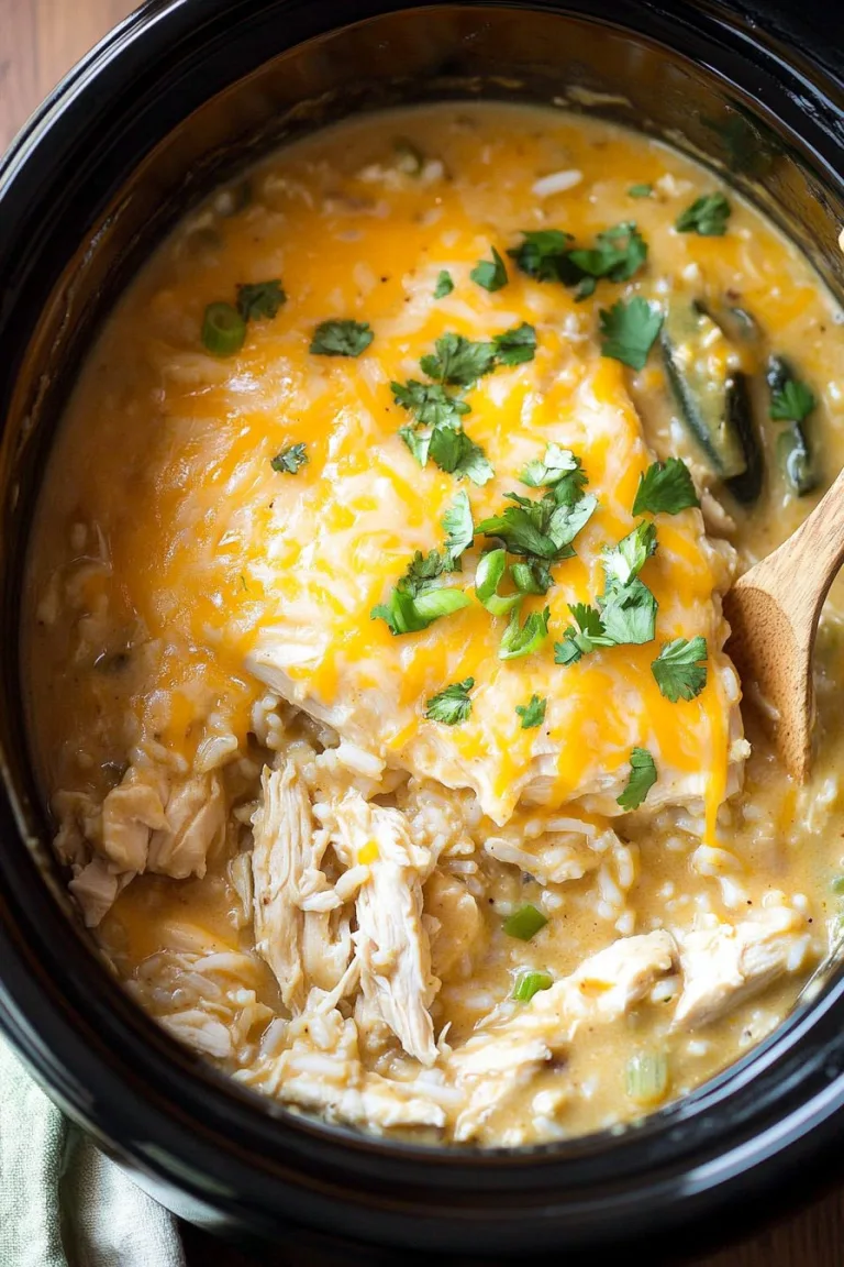 Slow Cooker Green Chile Chicken and Rice Casserole