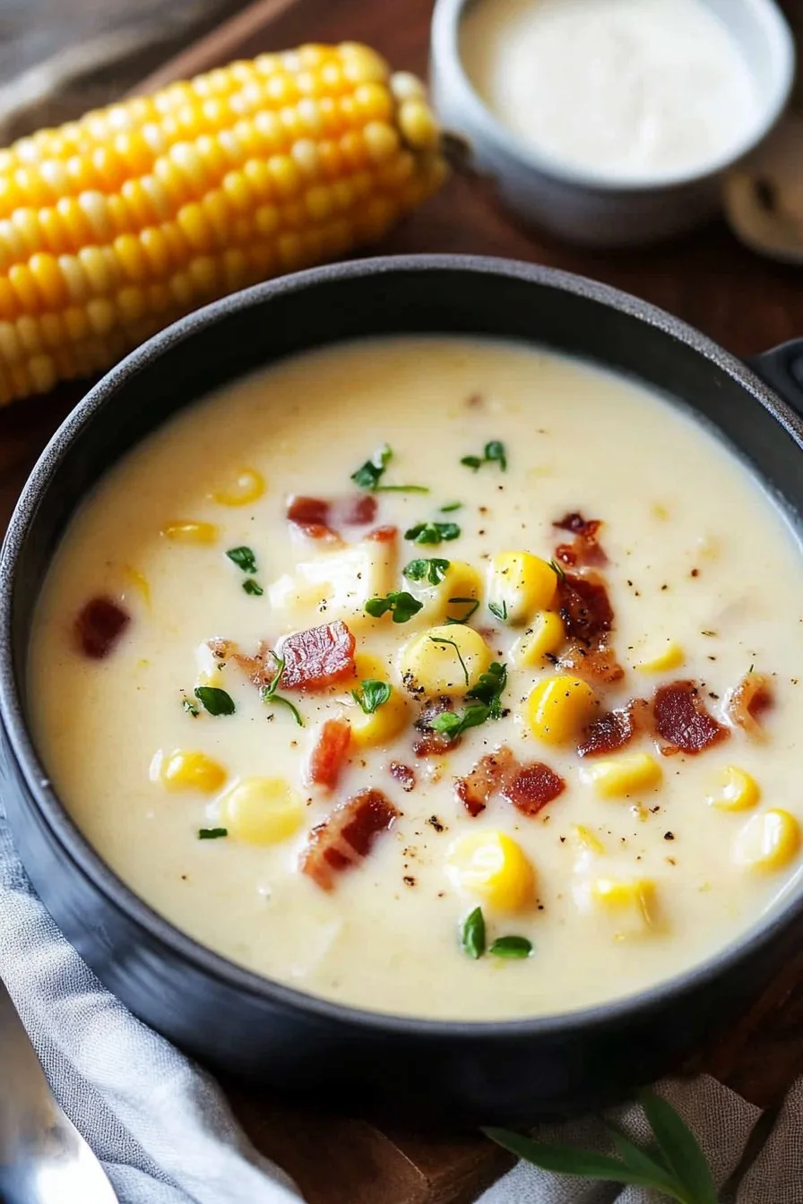 Delicious Creamy Corn Chowder with Bacon Recipe