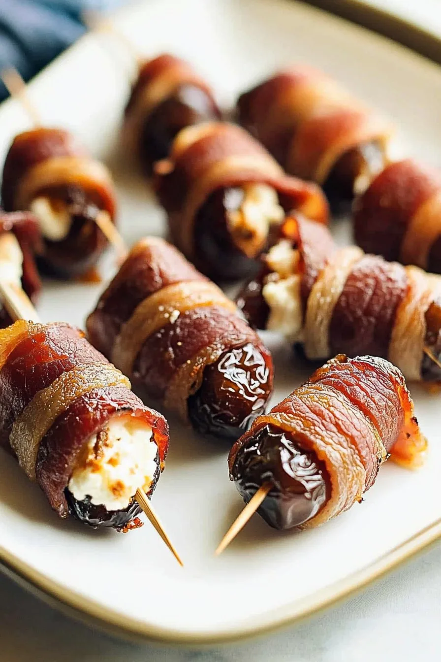 Bacon Wrapped Dates with Goat Cheese