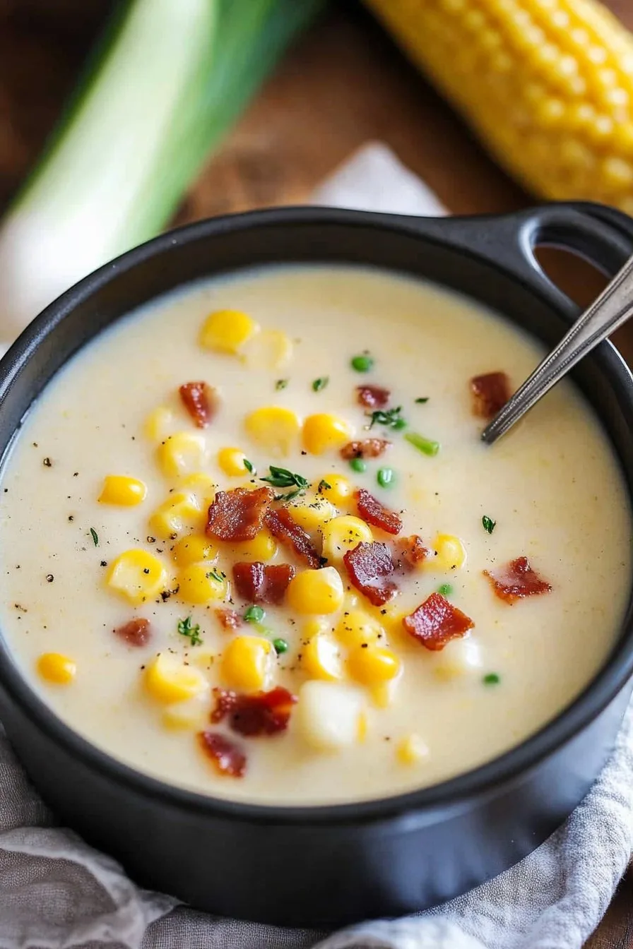 Delicious Creamy Corn Chowder with Bacon Recipe