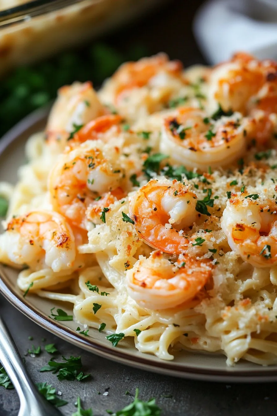 Shrimp Scampi Pasta Bake