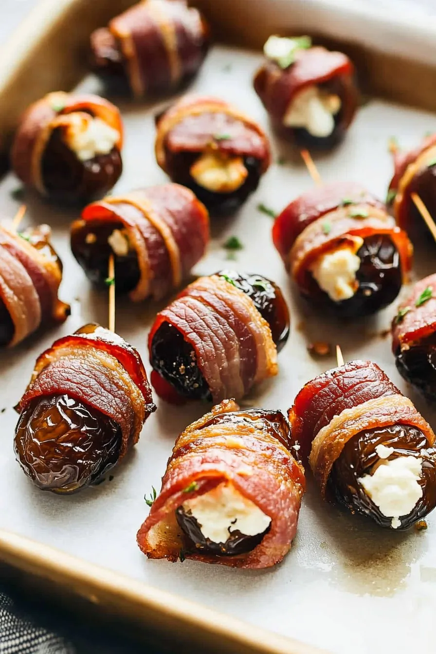 Bacon Wrapped Dates with Goat Cheese