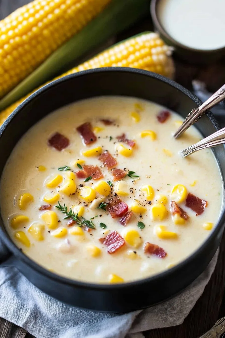 Delicious Creamy Corn Chowder with Bacon Recipe