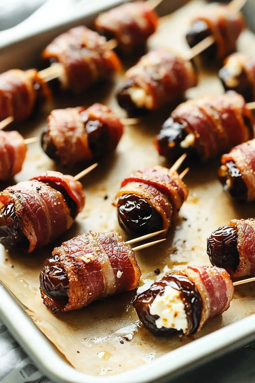 Bacon Wrapped Dates with Goat Cheese