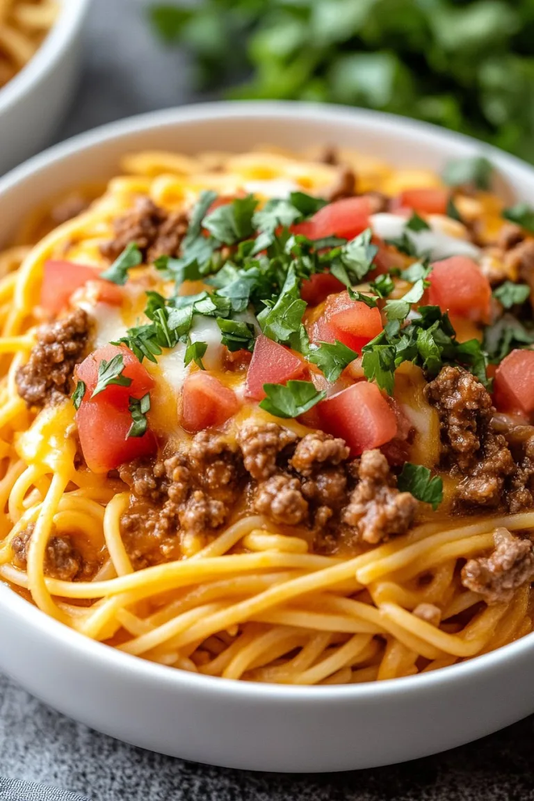 Crockpot Taco Spaghetti