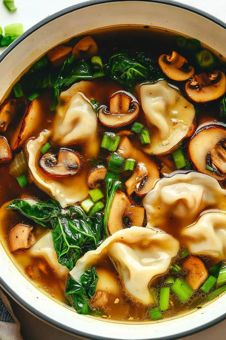 Potsticker Soup with Mushrooms Bok Choy
