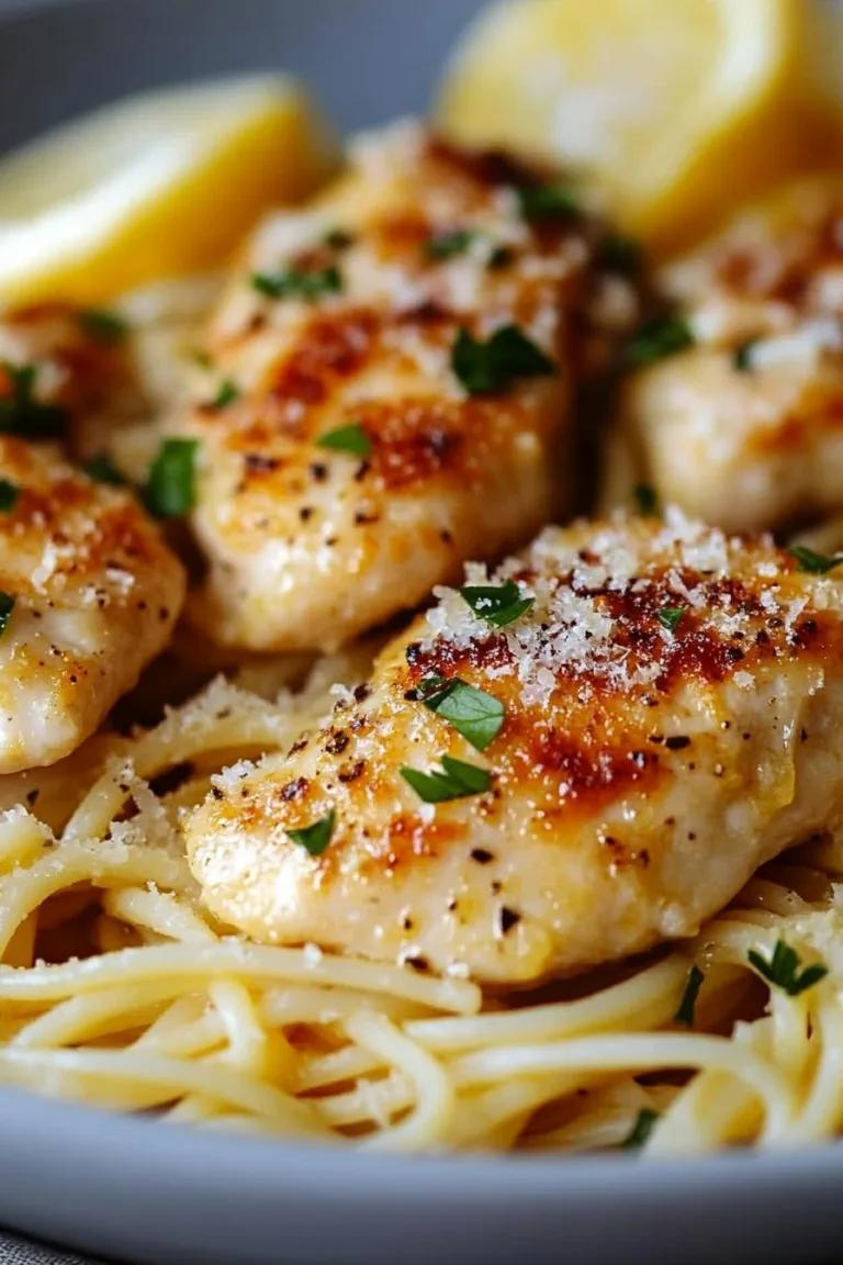 Lemon Garlic Butter Chicken with Parmesan Linguine