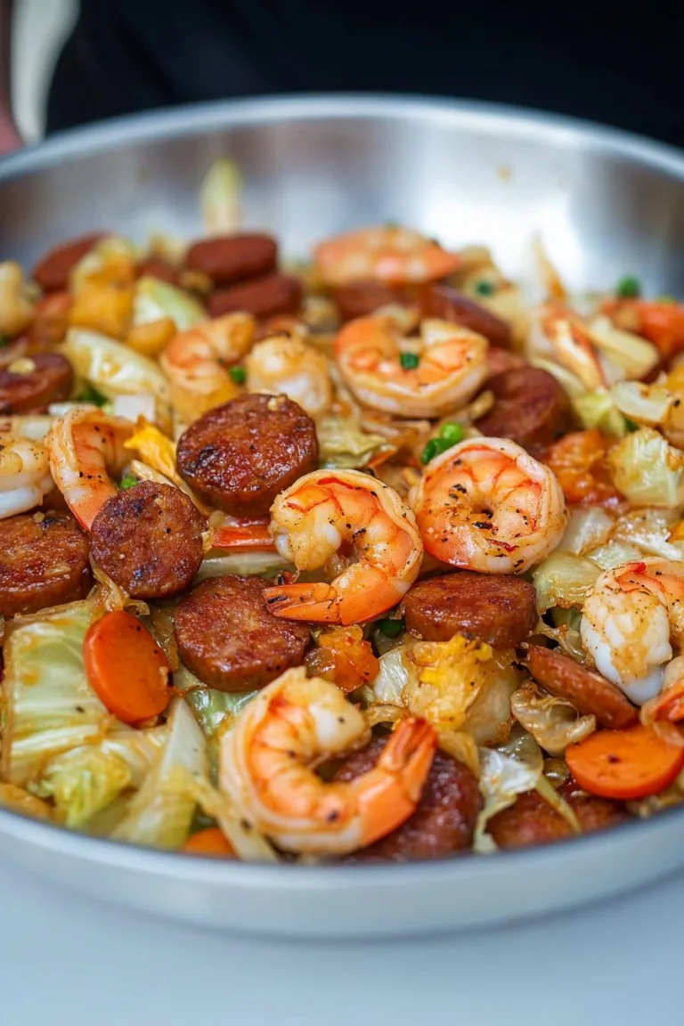 Fried Cabbage with Shrimp Sausage