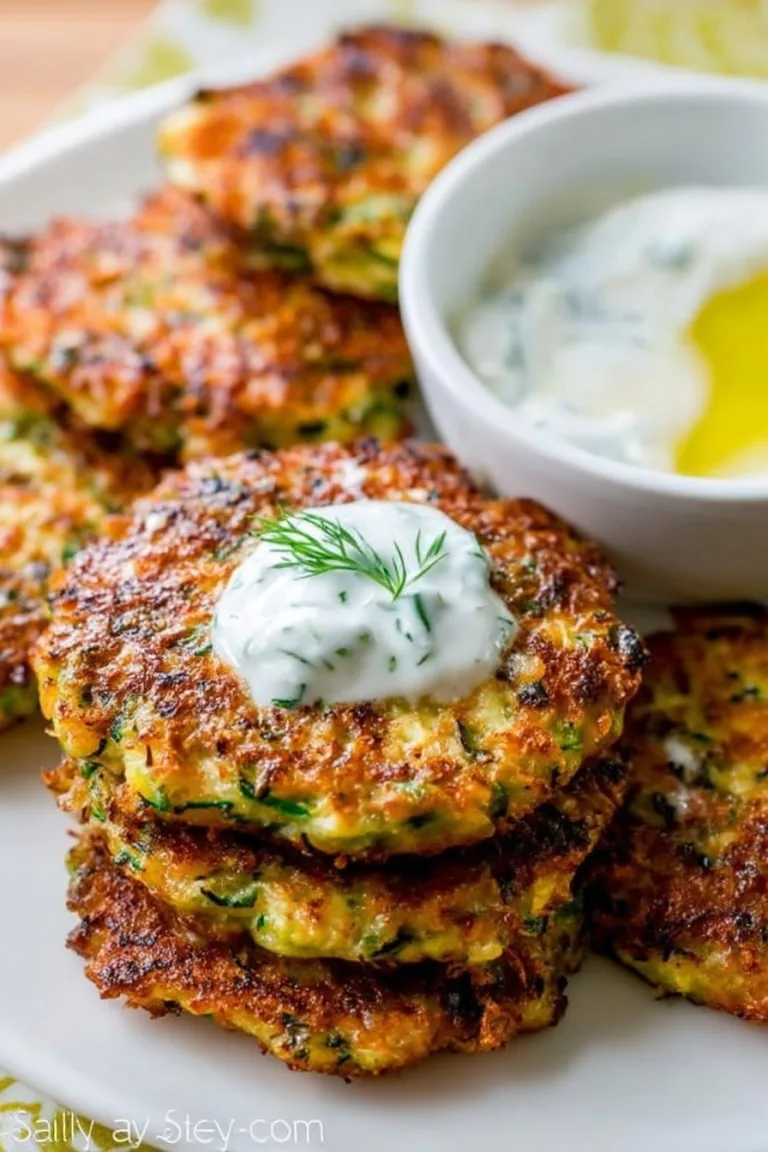 Zucchini & Sweet Potato Fritters with Garlic Herb Yogurt Sauce