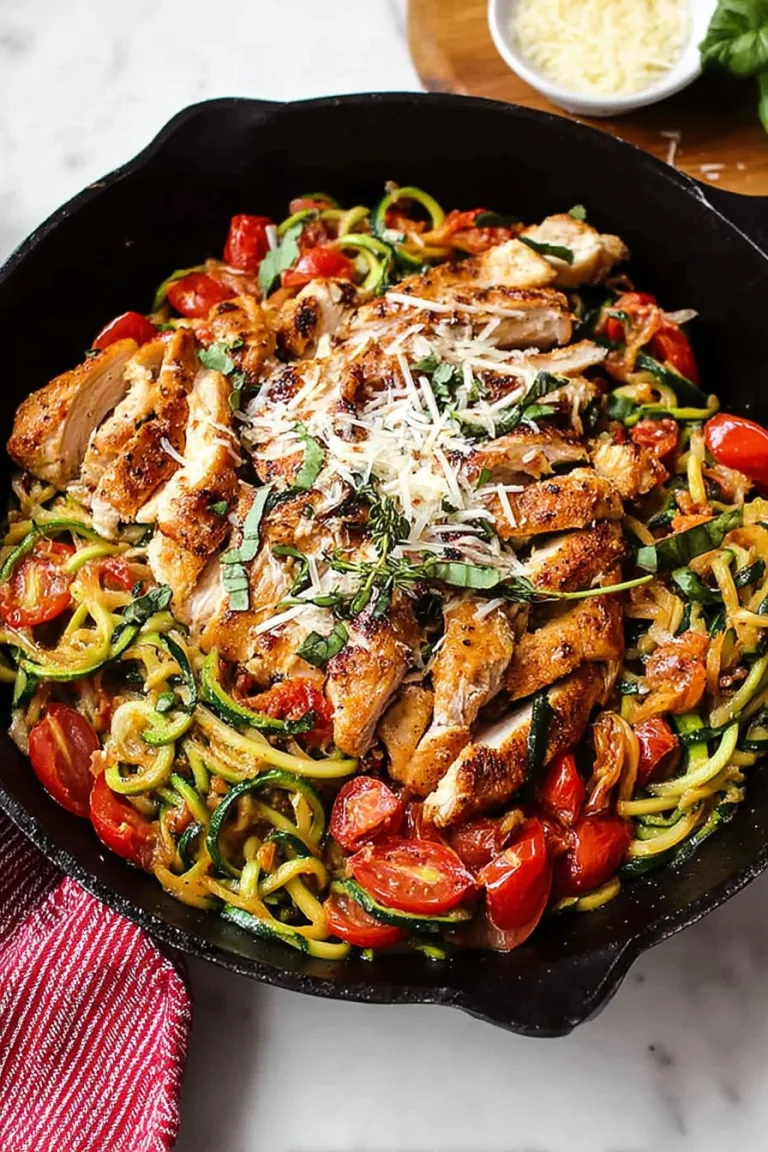 Bruschetta Chicken With Zucchini Noodles
