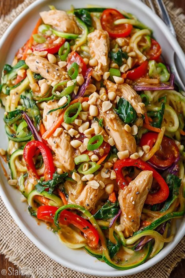 Peanut Chicken Zucchini Noodles