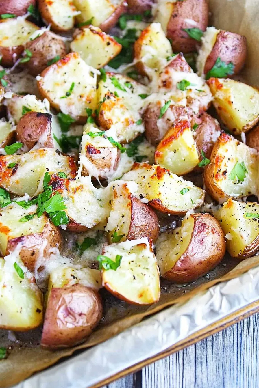 Baked Potatoes in Foil Packets with Parmesan Ranch Sauce