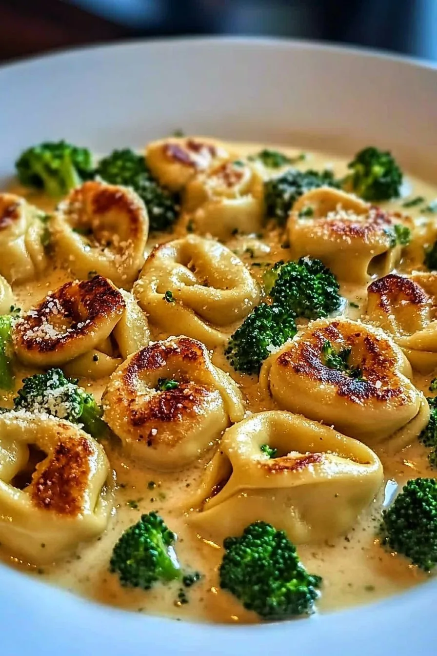 Creamy Garlic Parmesan Tortellini with Chicken Broccoli