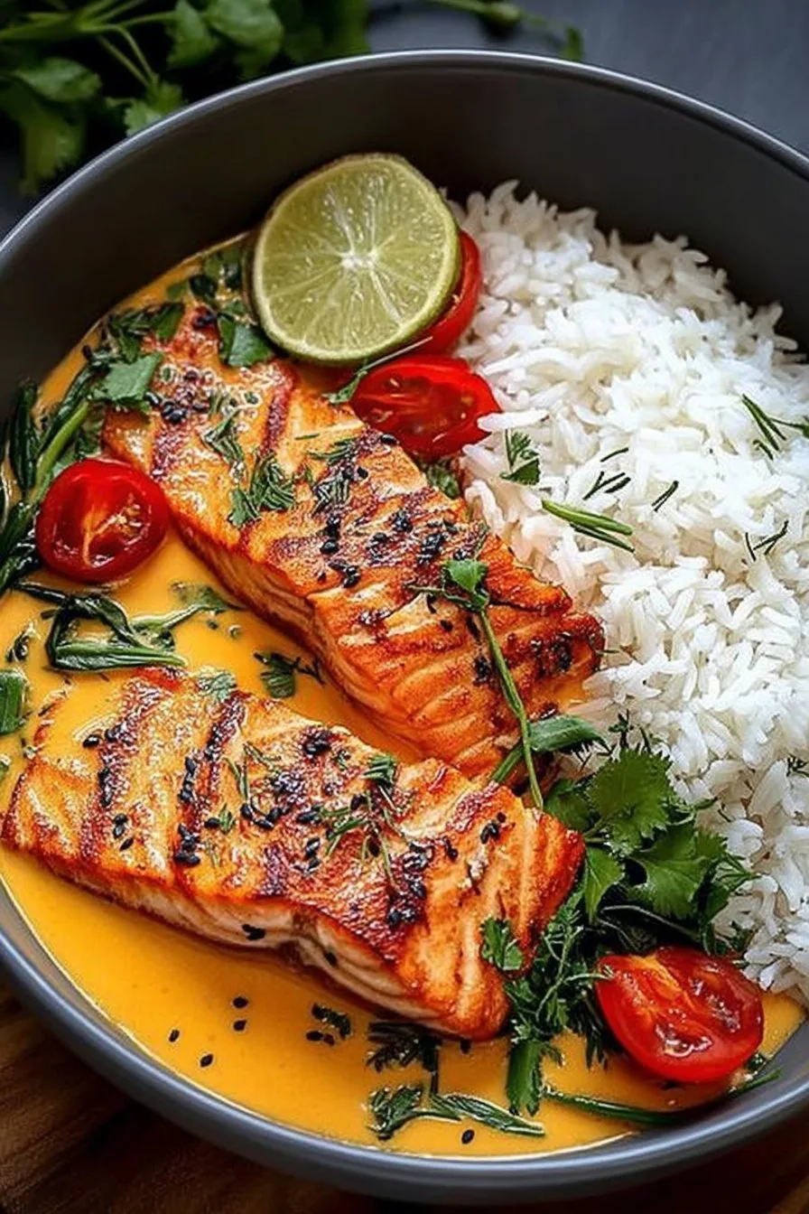 Coconut Curry Salmon With Jasmine Rice