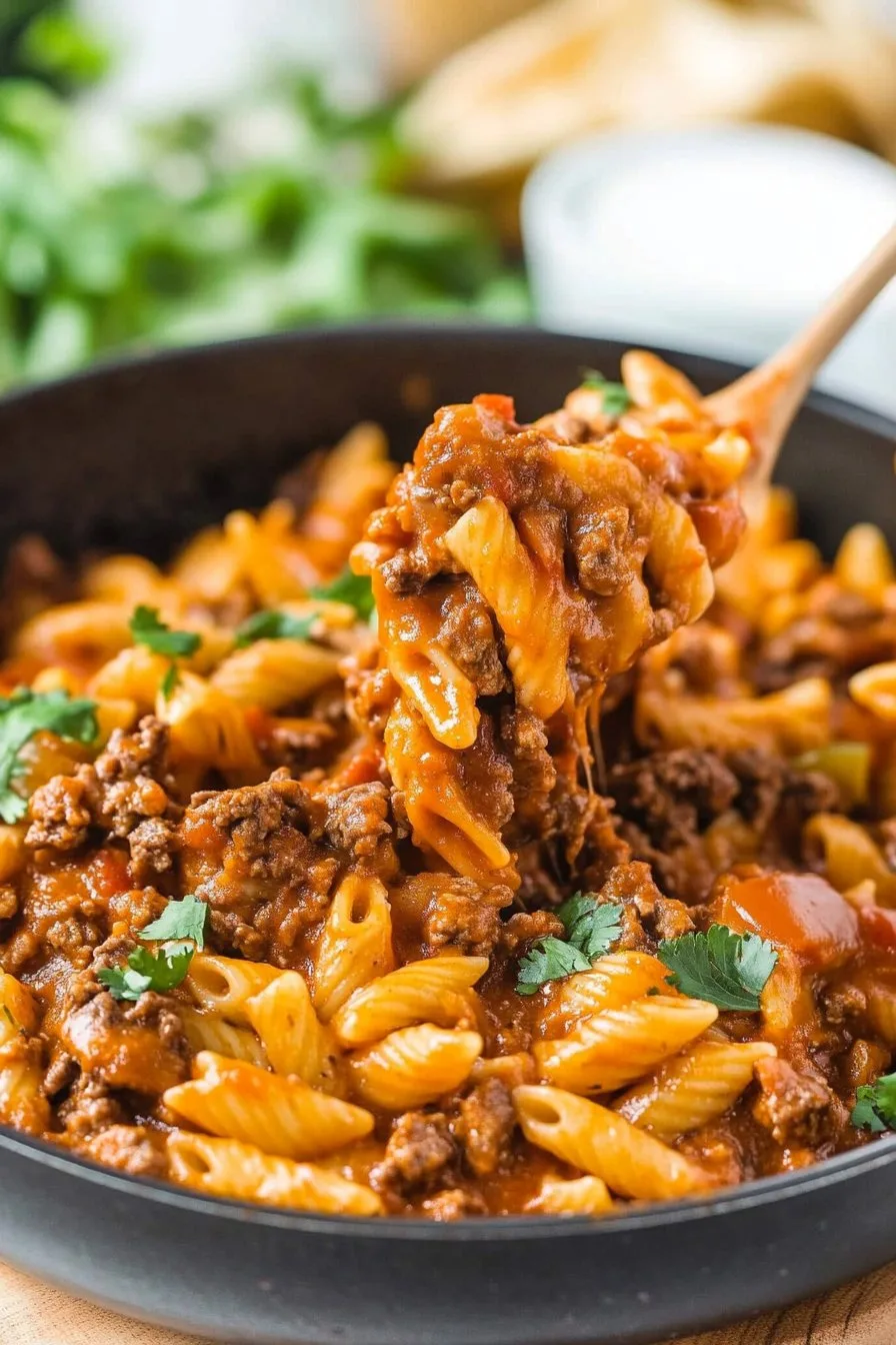 Beef Enchilada Pasta One-Pan Meal