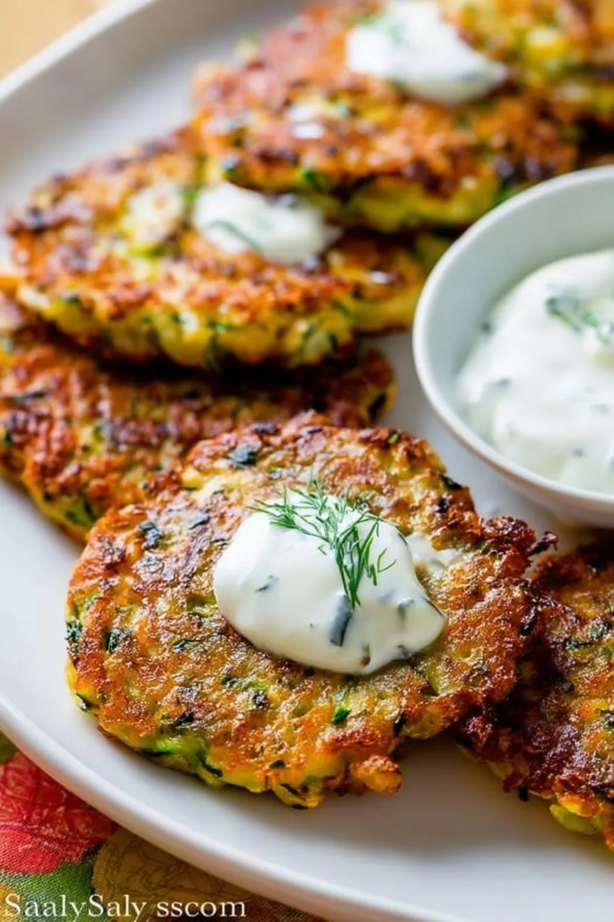 Zucchini & Sweet Potato Fritters with Garlic Herb Yogurt Sauce