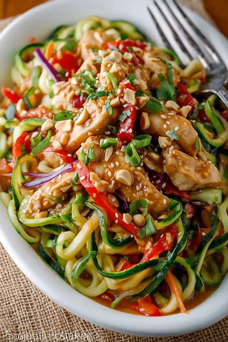 Peanut Chicken Zucchini Noodles