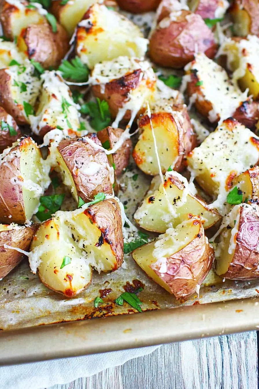 Baked Potatoes in Foil Packets with Parmesan Ranch Sauce