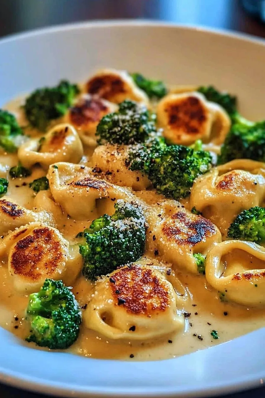 Creamy Garlic Parmesan Tortellini with Chicken Broccoli