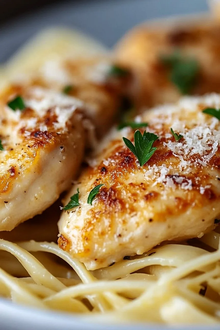 Lemon Garlic Butter Chicken with Parmesan Linguine