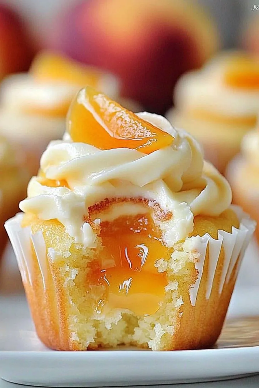 Honey Peach Cream Cheese Cupcakes