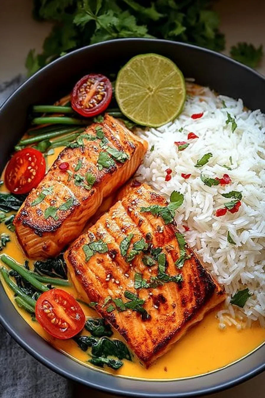 Coconut Curry Salmon With Jasmine Rice