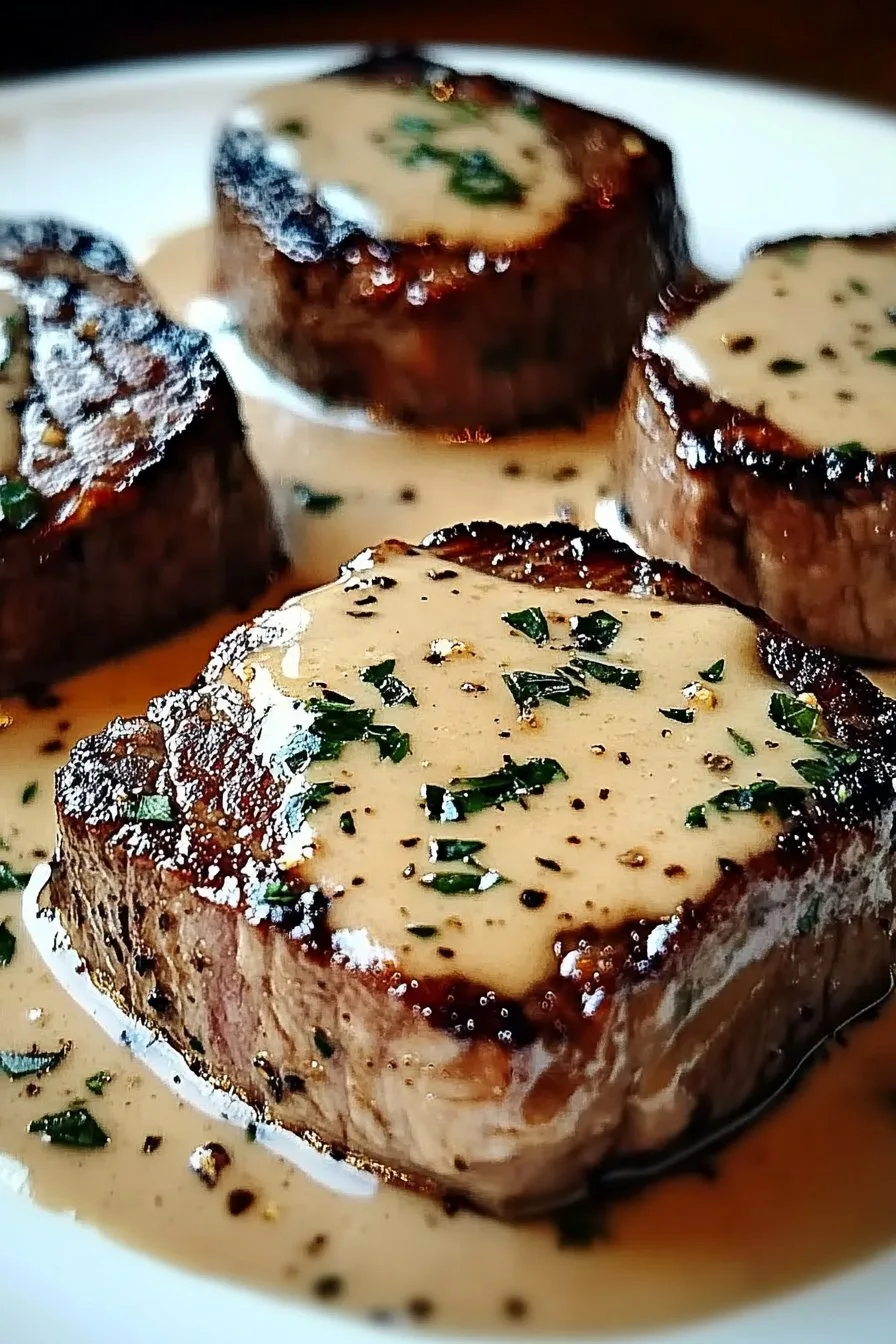 Steak with Haunted Bourbon Garlic Cream Sauce Recipe