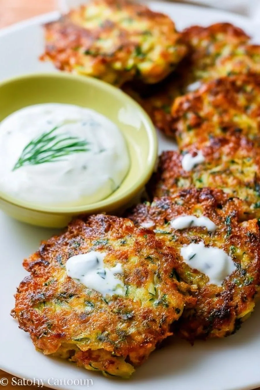 Zucchini & Sweet Potato Fritters with Garlic Herb Yogurt Sauce
