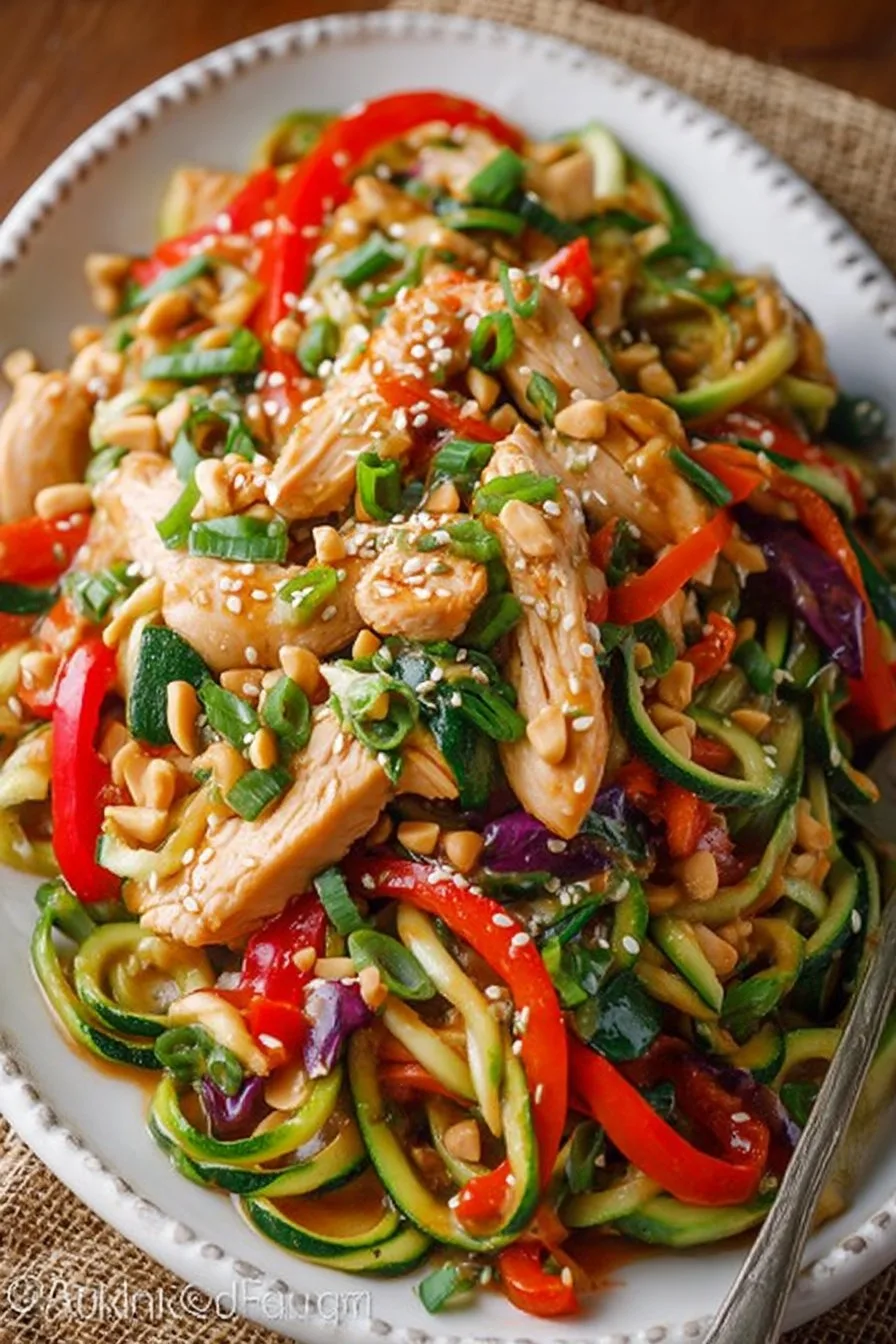 Peanut Chicken Zucchini Noodles