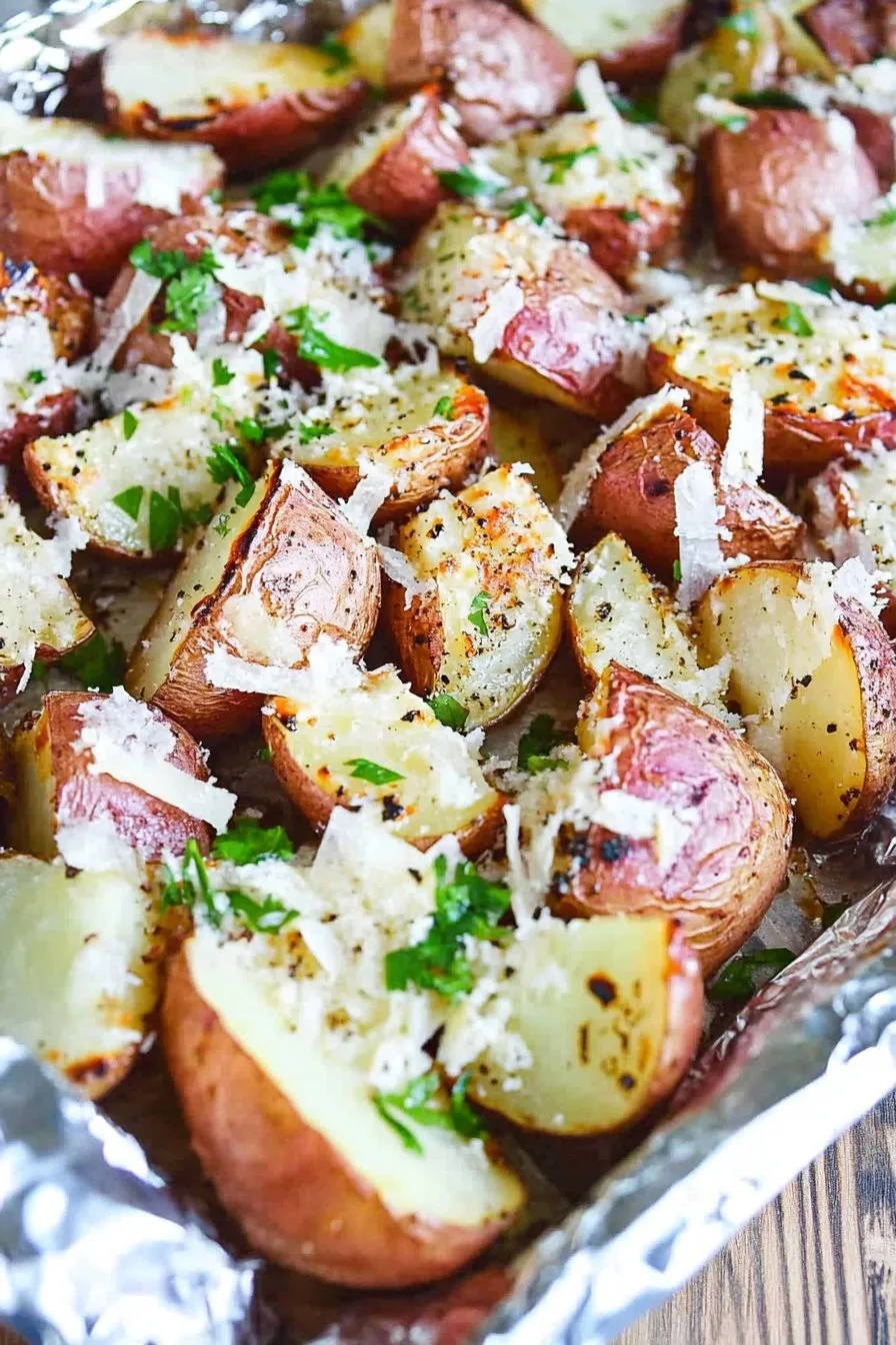 Baked Potatoes in Foil Packets with Parmesan Ranch Sauce