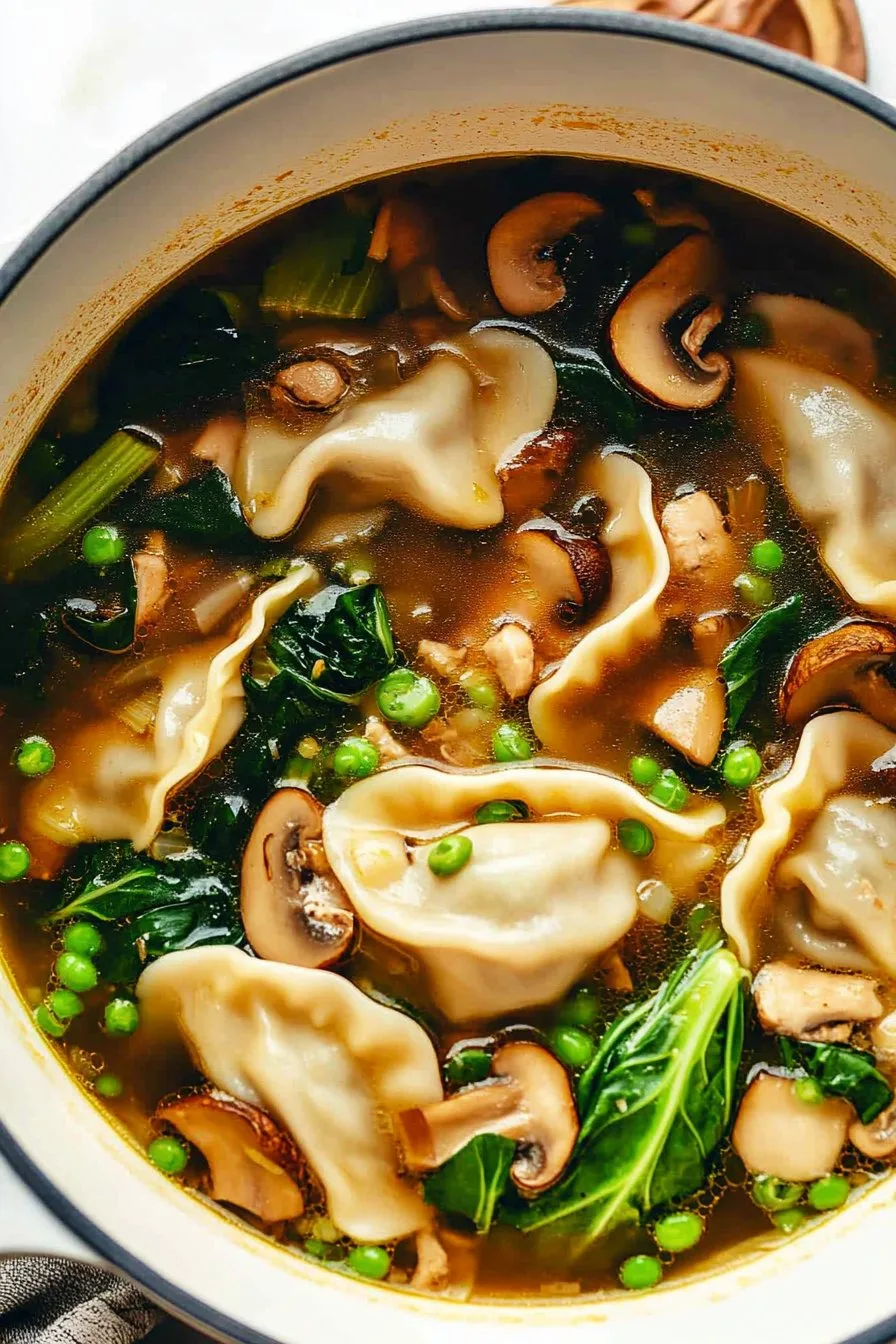 Potsticker Soup with Mushrooms Bok Choy