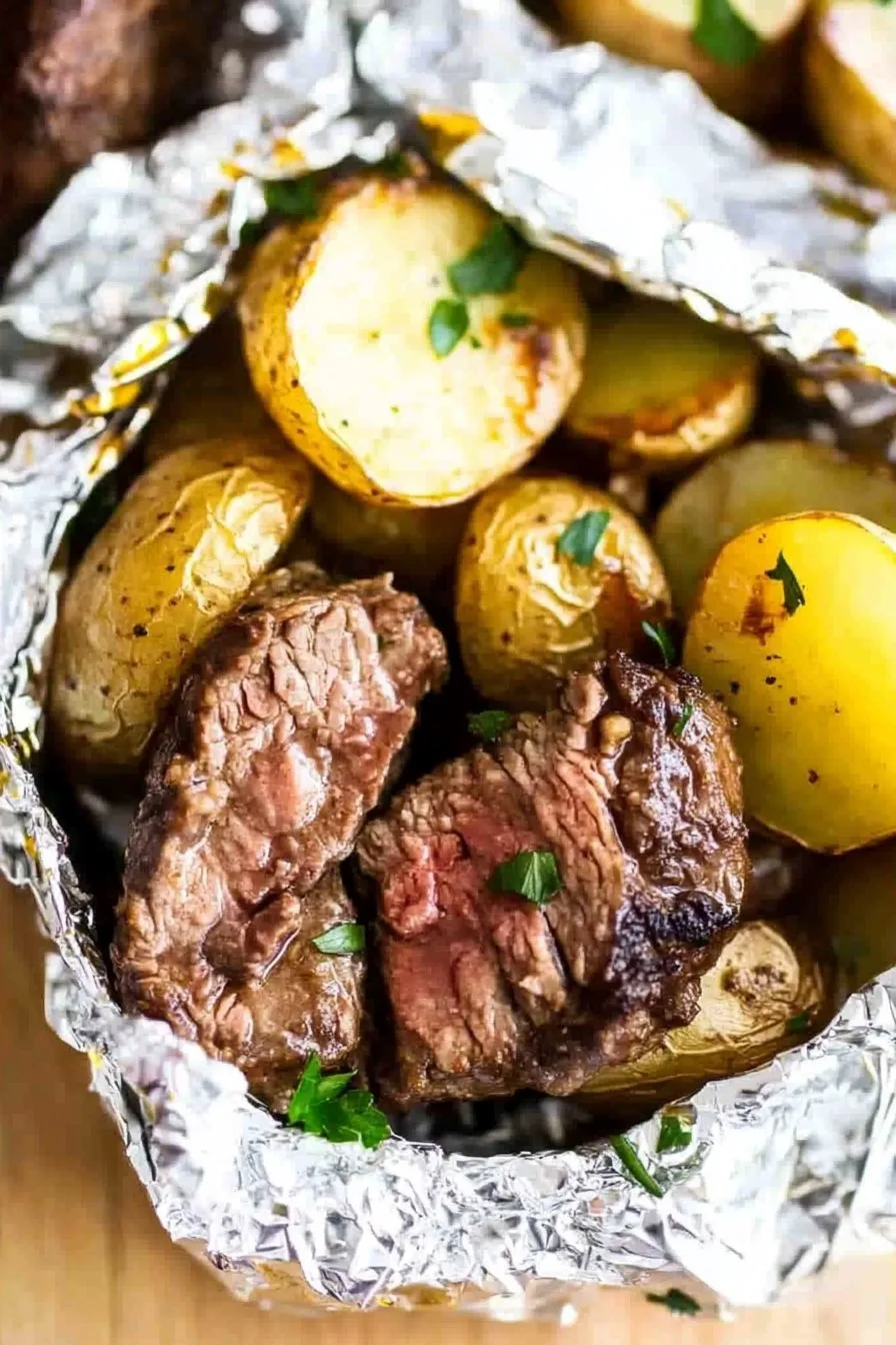 Garlic Steak Potato Foil Packets
